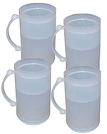 Set of 4 Double Wall Frosty Freezer Cold Mugs - 16-oz. White Color