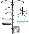 Gray Bunny GB-6844D Deluxe Premium Bird Feeding Station, 22" Wide x 91" Tall (82 inch Above Ground) Black, Multi Feeder Hanging Kit & Bird Bath for Attracting Wild Birds, Birdfeeder & Planter Hanger