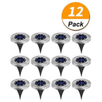 [ 12 Pack] Solar Ground Lights,Solar Garden Light,8 LED Garden Pathway Outdoor In-Ground Lights,Waterproof Disk Flood Lights Dark Sensing Landscape Lighting for Lawn Yard Patio - White