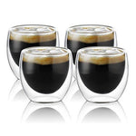 Teocera Espresso Cups Shot Glass Coffee Set of 4-2.7 oz Borosilicate Glass Coffee Mug, Clear and Durable Double Walled Mug Sets with Insulation, Good for Espresso Coffee, Tea, Beverage