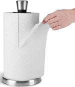 Paper Towel Holder by Royal - Easy Tear with One Hand - Stainless Steel Paper Towel Dispenser with Weighted Base - Paper Towel Rack Holds Bounty, Brawny, and All Brands