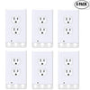 Mribo 6 Pack Outlet Cover - Outlet Wall Plate With LED Night Lights - No Batteries Or Wires - Installs In Seconds - Outlet Wall Plate with 3 Leds Energy Efficient Light for Your Home/Bathroom (white)