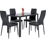 Best Choice Products 5 Piece Kitchen Dining Table Set W/Glass Top and 4 Leather Chairs Dinette - Black