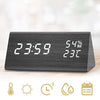Digital Alarm Clock for Bedroom, 3 Alarm Settings Clock with Wooden LED Displays Time Brightness Adjustable, Dual Power Supply, Temperature and Humidity Detect, Ideal Gift for Friends