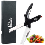 Kitchen Food Cutter Chopper Clever Kitchen Knife with Cutting Board, Clever Multipurpose Food Scissors Stainless Steel Vegetable Slicer Fruit Cutter Quick & Easy to Cut BBQTools