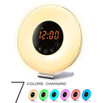 Sunrise Wake Up Light Digital Alarm Clock with 7 Natural Sounds Sunrise & Sunset Simulation, FM Radio, Touch Control, Snooze Function and USB Charger