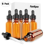 1oz Amber Glass Bottles for Essential Oils with Glass Eye Dropper - Pack of 12