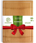 Natural Extra Large Bamboo Cutting Board with Drip Groove & Hand Grips, Healthy Organic Single Piece - Glue Free Chopping Board. XL 18X12 - Best Cutting Board for Kitchen. A Perfect Serving Tray. by Eco Woodware