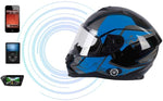 Bluetooth Motorcycle Helmet, FreedConn Full Face Built-in Bluetooth Intercom Waterproof Motorbike Helmet BM22 Bluetooth Evolution Modular Helmets with Dual Visors, 6 Riders Pairing, FM Radio (L, Blue)