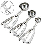 Cookie Scoop Set, Ice Cream Scoop Set, 3 PCS Metal Ice Cream Scoop Trigger Include Large-Medium-Small Size, Select 18/8 Stainless Steel, Secondary Polishing