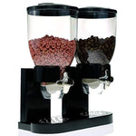 Modern Dry Food Dispenser with Dual Portion Control - Black & Chrome or White & Chrome Available (Dual Dispenser, Black)