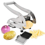 French Fry Cutter, Stainless Steel Potato Slicer Vegetable Chopper Dicer with 2 Interchangeable Blades and Non-Slip Suction Base for Potato