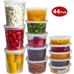 DuraHome Food Storage Containers with Lids 8oz, 16oz, 32oz Freezer Deli Cups Combo Pack, 44 Sets BPA-Free Leakproof Round Clear Takeout Container Meal Prep Microwavable (44 Sets - Mixed sizes)