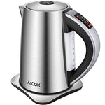 Electric Kettle Variable Temperature Stainless Steel Tea Kettle, Cordless Electric Water Kettle with 1500W SpeedBoil, Auto Shut Off and Boil-Dry Protection, 1.7-Liter Boiler by Aicok