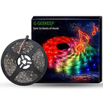 G GEEKEEP Music Activated LED Strip Lights,16.4ft/5m 12V Color Changing Rope Lights Pulse to Beats of Music