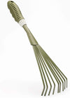 Worth Garden Powder Coating Carbon Steel Hand 9-Teeth Broom & Rake Tool with Ergonomic Soft PVC Grip