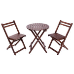 Giantex 3 Piece Table Chair Set Wood Folding Outdoor Patio Garden Pool Furniture (Brown)