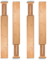 Juego de 4 separadores de cajones de bambú, organizador de cajón de cocina, divisores de cajones ajustables y gastables, ideal para cocina, aparador, dormitorio, escritorio