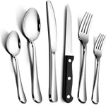 24-Piece Silverware Set, Flatware Set Mirror Teivio  Polished, Dishwasher Safe Service for 4, Include Steak Knife/Fork/Spoon