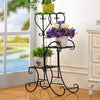 Plant Stand Metal Flower Holder Pot with 3 Tier Garden Decoration Display Wrought Iron 3 Layers Planter Rack Shelf Organizer for Garden Home Office Black (3layer)