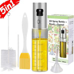 INVOKER Olive Oil Sprayer for Cooking Bottle 200ml, Refillable Oil and Vinegar Dispenser Bottle with Basting Brush and oil Funnel for BBQ Making Salad Baking Roasting Grilling Frying