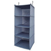 Aibrisk 4 Shelves Hanging Closet Organizer Collapsible Hanging Closet Shelves Storage Organizer Oxford Cloth, Gray
