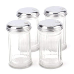 Tebery 4 Pack Stainless Steel Flip Cap Glass Sugar Dispenser/Pourer/Shaker,12 ounce