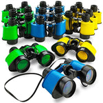 Kicko 12 Toy Binoculars with Neck String 3.5" x 5" - Novelty Binoculars for Children, Sightseeing, Birdwatching, Wildlife, Outdoors, Scenery, Indoors, Pretend, Play, Props, and Gifts.