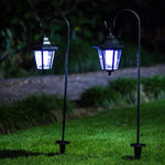 GIGALUMI 26 Inch Solar Lights Outdoor, Hanging Solar Coach Lantern with 2 Shepherd Hooks (2 Pack)