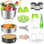 MIBOTE 14 Pcs Accessories Set Compatible with Instant Pot 5,6,8 Qt - Steamer Baskets, Springform Pan, Egg Steamer Rack, Egg Bites Mold, Dish Plate Clip, Kitchen Tong, Oven Mitts, Magnetic Cheat Sheets