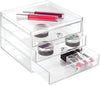 iDesign 3-Drawer Plastic Vanity Organizer, Compact Slim Storage Organization Drawers Set for Cosmetics, Dental Supplies, Hair Care, Bathroom, Dorm, Desk, Countertop, Office, 6.5" x 7" x 5", Clear