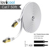 Cat7 Ethernet Patch Cable 50 ft White, Lovicool Ultra Fast 10 Gigabit Triple Shielded Ethernet Networking Wire Ethernet Cords with Gold Plated Head RJ45 Connector 15M