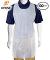 100 White Plastic Disposable Aprons For Cooking, Painting and More - Individually Packaged - Durable 1 mil Waterproof Polyethylene - 24" x 42" - by Xpose Safety