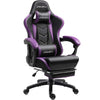 Dowinx Gaming Chair Ergonomic Racing Style Recliner with Massage Lumbar Support, Office Armchair for Computer PU Leather E-Sports Gamer Chairs with Retractable Footrest (Black&Purple)