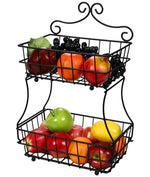 TQVAI Screwless 2 Tier Fruit Bread Basket Display Stand - Upgrade Version