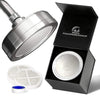 Luxury Filtered Shower Head (Metal) 2 Cartridges Vitamin C + 5 Shower Caps - Reduses Chlorine & Sediments - Consistent Water Pressure - Massage and SPA Effery Shower Head