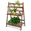 Giantex Plant Flower Stand Rack Shelf 3-Tier Bamboo Foldable Pot Racks Planter Organizer Display Shelves, 27.6" x15.7" x 38.2" (Natural)