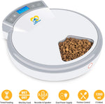 Casfuy 5-meals Automatic Cat Feeder - Auto Pet Feeder with Programmable Timer Dry and Wet Food Dispenser Voice Recorder & Speaker