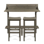 Great Deal Furniture Cassie Outdoor 3 Piece Grey Finish Acacia Wood Balcony Bar Set