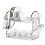 Zippem 2-Tier Dish Drying Rack – Dish Drainer, Chrome Plating Dish Rack, Includes Utensil Holder, and Drain Board, Silver 15.74 x 14.57 x 9.84 Inches