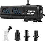 VIVOSUN 800GPH Submersible Pump(3000L/H, 24W), Ultra Quiet Water Pump with 10ft High Lift, Fountain Pump with 5ft Power Cord, 3 Nozzles for Fish Tank, Pond, Aquarium, Statuary, Hydroponics