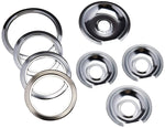 Range Kleen - Chrome Style D contains (3) 6" pan/ring & (1) 8" pan/ring for GE, Hotpoint, & Kenmore prior to 1995