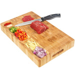 HHXRISE Original Large Plastic Cutting Board With 3 Built-In Compartments, Reversible Chopping Board, Anti-Slip Cutting Mat, Grip Handle And Juice Grooves, Easy Carry and Clean, BPA Free