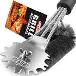 Grill Brush Scraper Universal Fit - Adjustable BBQ Grill Accessories Cleaning Kit - 12 Grooves Safe 18" Stainless Steel Barbecue Grill Cleaner Wizard Tools Weber Gas/Charcoal Grilling Grates