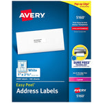 Avery 5160 Easy Peel Address Labels, White, 1 x 2-5/8 Inch, 3,000 Count (Pack of 1) Pack of 3