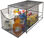 Sorbus Cabinet Organizer Drawer with Cover—Mesh Storage Organizer w/ Pull Out Drawers—Stackable, Ideal for Countertop, Cabinet, Pantry, Under the Sink, Desktop and More (Silver Bottom Drawer)