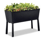 Keter Urban Bloomer 22.4 Gallon Resin Plastic Wood Look Elevated Raised Patio Garden Flower Planter Bed, Graphite