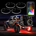 4pc 15" Wheel Ring Light Kit XKchrome App Controlled w/Turn Signal Function Universal Neon Underglow Accent Light Kit