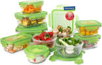 Glasslock Storage Containers 20pc set Green Lids Microwave & Oven Safe Airtight Anti Spill Proof