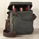 Wine Enthusiast 6-Bottle Wine Bag - Waxed Canvas Weekend Wine Carrier, Forest Green